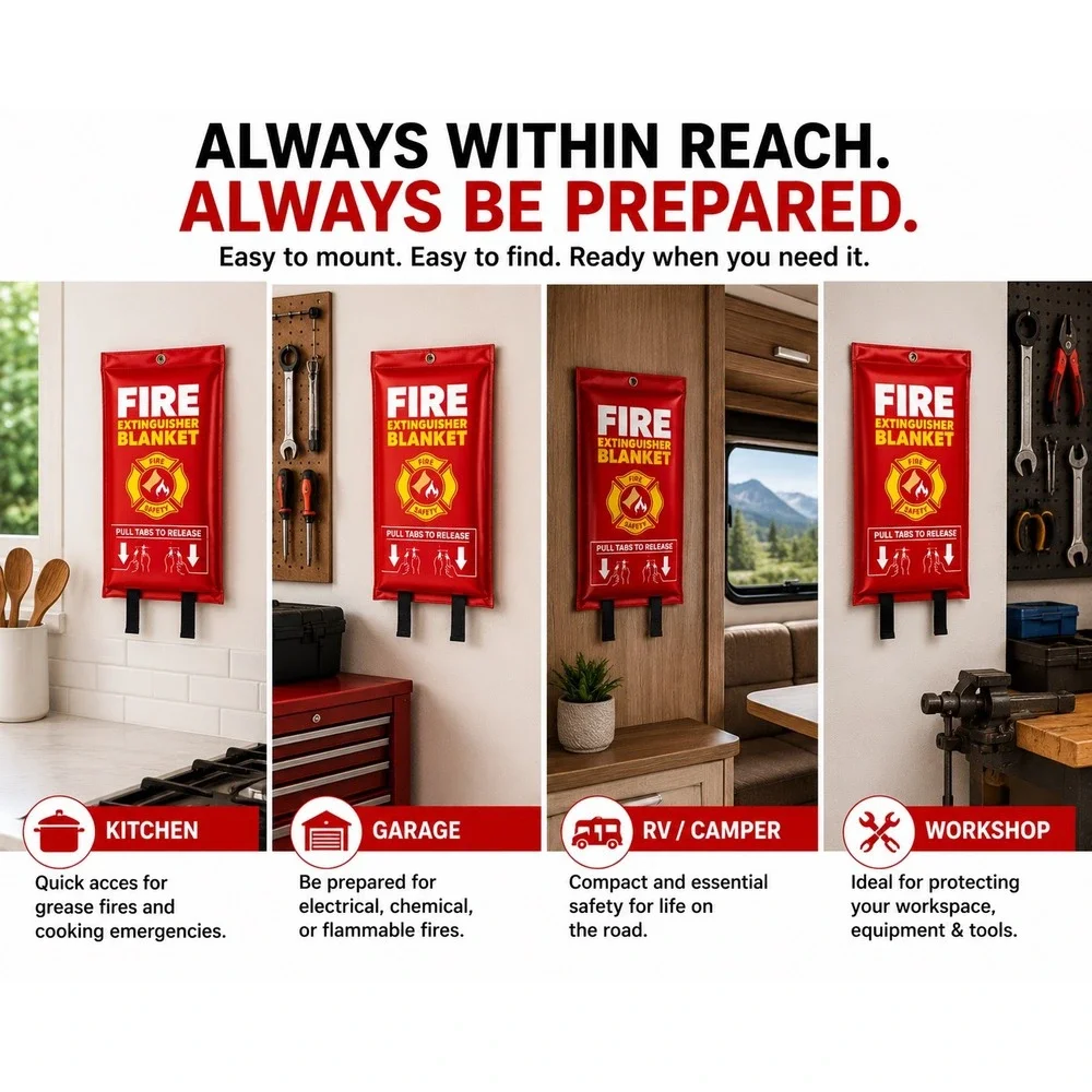 2 Pack Fire Extinguisher Blanket 40x40 Kitchen Grease BBQ RV Home Emergency New!